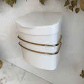 Suporte Com Lixeira De Fixacao Ventosa Branco com Dourado 2,5 Litros - Ela Decora